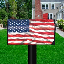 American Flag Waving Patriotic Magnetic Mailbox Cover Standard Briarwood Lane