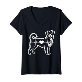 Womens Nova Scotia Duck Tolling Retriever Toller Heartbeat EKG V-Neck T-Shirt