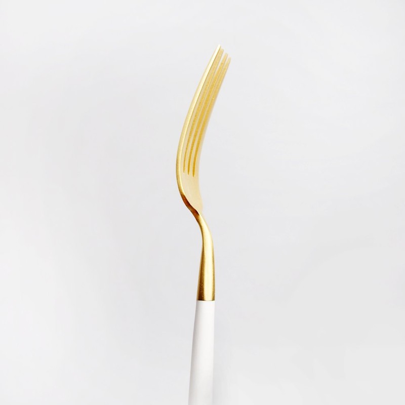 Cutipol GOA GO07WGB Dessert Fork, White/Gold, 7.3 inches (18.5 cm)
