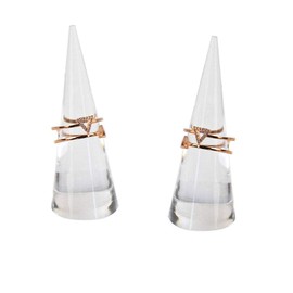 Luzen 2Pcs Acrylic Jewelry Ring Holder - Cone Shape Single Ring Display Stand, Clear