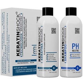 Tratamiento de Keratina Brasileña para Alisar el Cabello, Cepillo Alisador de Proteínas keratinshock Kit 250ml