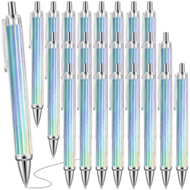 Fuyoooo 25 Pcs Holographic Glitter Pens Sparkly Ballpoint Pens dopamine Retractable Gifts Pens Black Ink Point 1.0 mm Holographic Fancy Pens for Office School Teacher Student School Classroom Supplies