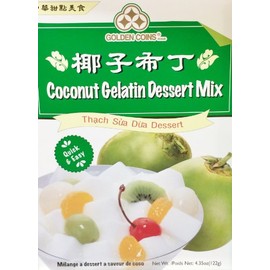 1 x 4.35oz Golden Coins Coconut Gelatin Oriental Dessert Mix. Just Add Water. Product of USA.