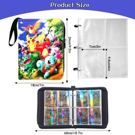 Trading Card Album, Scrapbook for Toy Cards, Cards Scrapbook for GX VMAX V, Card Folder Book, 4 Pockets, 50 Pages, 400 Cards Capacity Trading Cards Album (50D)