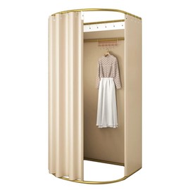 Clothing Store Fitting Room with Shading Curtain, Portable Temporary Mobile Privacy Protection Dressing Room, Foldable Mall Simple Changing Room and Temporary Mobile Room, 200x100x95cm(Brown)