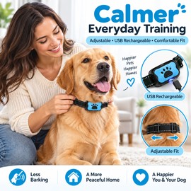 Dog Bark Deterrent Collar for Training – USB Rechargeable Ultrasonic & Vibration Feedback for Everyday Use