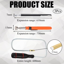 YOUTHLOXUS 3 Pcs Magnetic Pickup Tool, Telescopic Magnetic Pickup Tool with Non-Slip Handle, Durable Telescopic Flexible Magnetic Pickup Tool with Pocket Clip