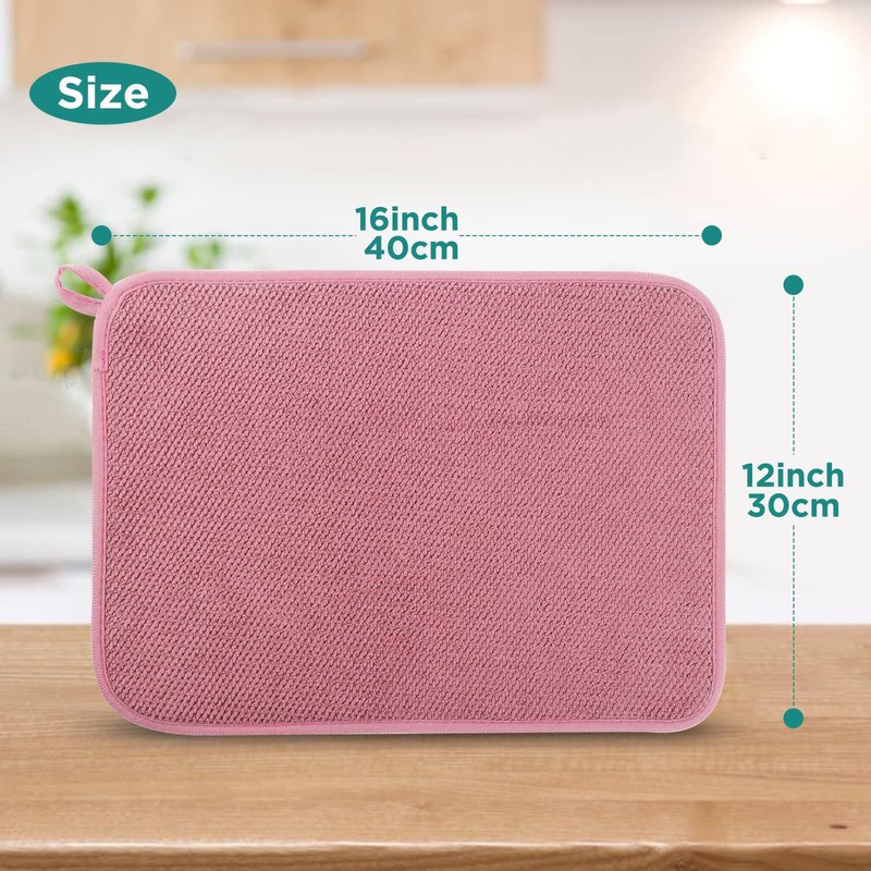 GeeRic Microfiber Dish Drying Mat, Super Absorbent Kitchen Dish Drying
