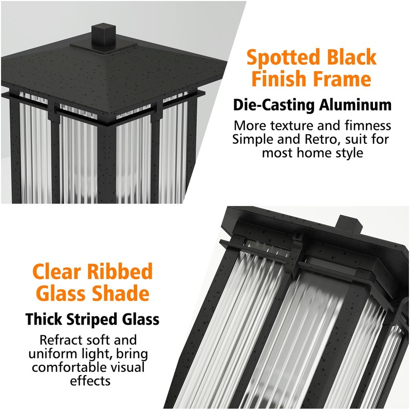Yoenecea Modern Outdoor Post Light, Aluminum Lamp Post Light Fixture