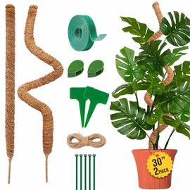30 Inches Bendable 2 Pack Moss Pole Monstera Plant Support Stakes - Moss Poles for Climbing Plants, Plant Stakes for Indoor Plants - Coco Coir Pole Moss Stick for Monstera, Pothos.