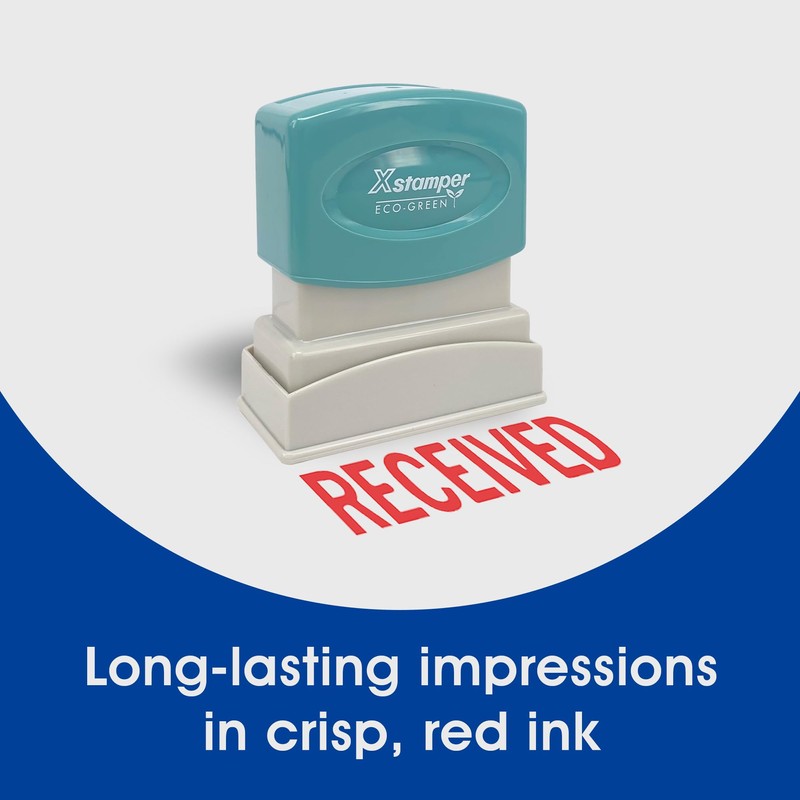 Xstamper Ink Stamp, Received. Red Ink (Impression Size: 13 x