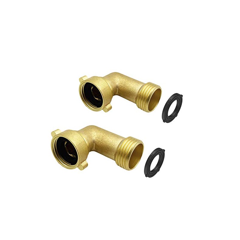 2 Pack Brass Garden Hose Elbow Connector, 90 Degree Solid
