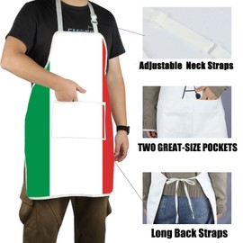 CENWA Italian Kitchen Apron Italy Flag Cooking Apron Italian Themed Aprons Italian Chef Gifts (Italy Apron)