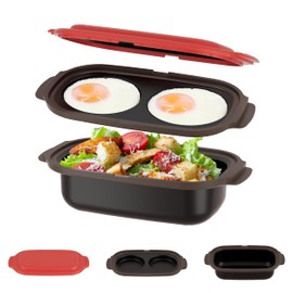 Microwave Egg Cooker & Microwave Grill Pan 3 Pcs with Lid for Grilling, Browning, and Crisping Vegetables, Sandwich, & Meat, Microwave Nonstick Cookware for Quick, Healthy Meals