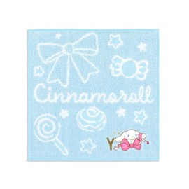 Towel Museum Sanrio Big Ribbon Cinnamon Roll Towel Handkerchief BY Blue Initial Y 28-2030070, Approx. 9.8 x 9.8 inches (25 x 25 cm)