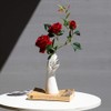 Pojedehy 9Inch Modern Art Ceramic Flower Vase Tabletop White Arm