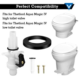 Cautyfky Upgraded 13168 RV Toilet Water Valve Kit, Fit for Thetford Aqua Magic IV Toilets High and Low Models with Seal, RV Toilet Parts