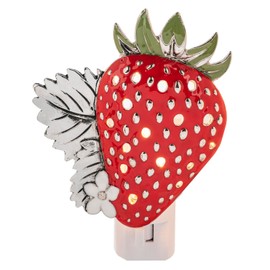 Ganz Switch Operated Night Light LED Plug in for Hallway Bedroom or Bathroom 5.25 Inch Zinc Strawberry