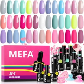 MEFA Juego de 23 esmaltes de uñas de gel, color rosa intenso pastel, verde salvia, azul, algodón, colores caramelos, para todas las estaciones, kit...