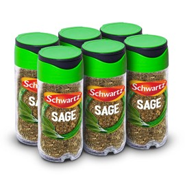 Schwartz Sage 10 G Jar, Pack of 6, Minty, Musky & Floral Essential, Bring Out the Flavour of Pork, Poultry and Vegetable Dishes