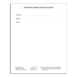 BookFactory Equipment Cleaning and Use Log Book - 120 Pages 8'' x 10'' Red Cover Section Sewn Hardbound (Made in USA)