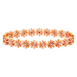 Oneress Rose Gold Plated Minimalist Daisy Bangle - Women's Titanium Bracelet with Cubic Zirconia - Elegant Daisy Design for Birthdays, New Year, and Special Celebrations - YA4878