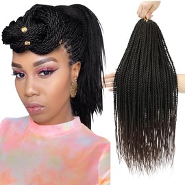 9 Packs Senegalese Twist Crochet Hair For Black Women - 24 Inch Boho Crochet Braids Hair Hot Water Setting Crochet Braiding Hair Straight Ends (1B/30#)…