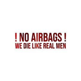 No Airbags Parody Sticker Vinyl Decal Notebook Car Laptop 5.5" x 1.75" (Red Holographic)