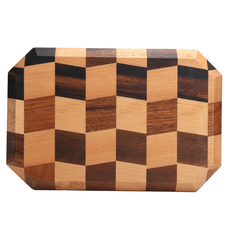 Wood Fruit Dishes Wooden Tea Dessert Tray Grid Pattern Rectangular