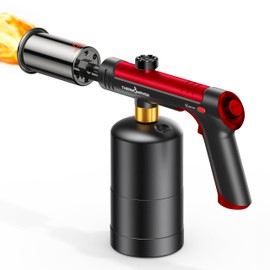 Culinary Propane Torch Lighter, Adjustable Blow Torch for Sous Vide Searing Steak, BBQ, Grill, Campfire Charcoal Starter, DIY, Red (Propane Tank Not Included)