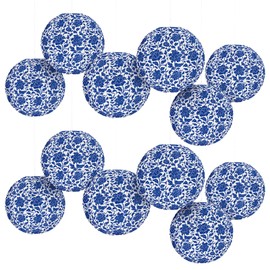 12 Pcs Chinoiserie Paper Lantern Set Blue and White Porcelain Print Round Lantern Chinese Hanging Paper Lantern for Ceiling Wedding Birthday Party Home Décor