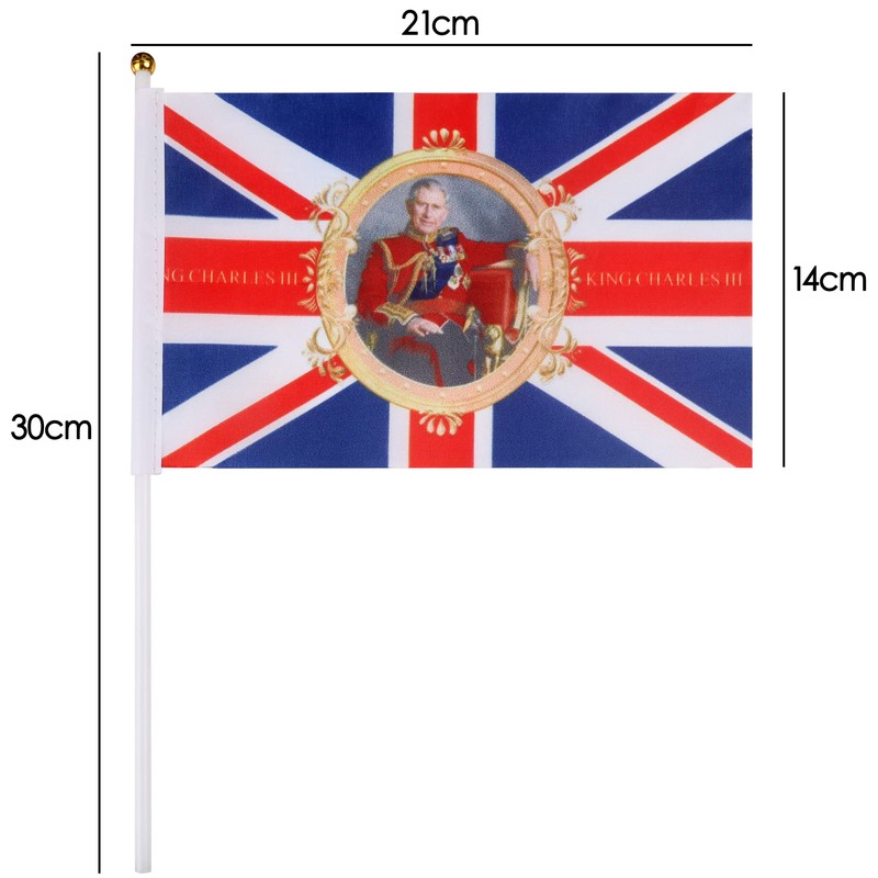 TRIXES Pack of 10 King Charles III Coronation 2023 Waving