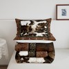 Cowhide Print Comforter Set King Size,Bull Skull Horseshoes Western Animals