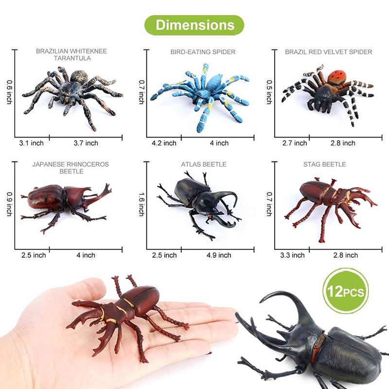 Bug Toys Figurines VOLNAU 12PCS Insect Animal Figures for Kids