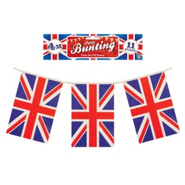 HENBRANDT PVC Plastic Bunting 4m Union Jack Party 11 Flags (Pack of 4)