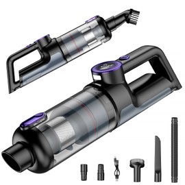 TIDY PALM Car Vacuum Portable Cordless, 18000Pa 2 in 1 Cleaner&Air Duster, 130W Brushless Motor Handheld Vacuum Cordless with 7800mAh Battery, LED Light, Multi-Nozzles for Car, Home, Office