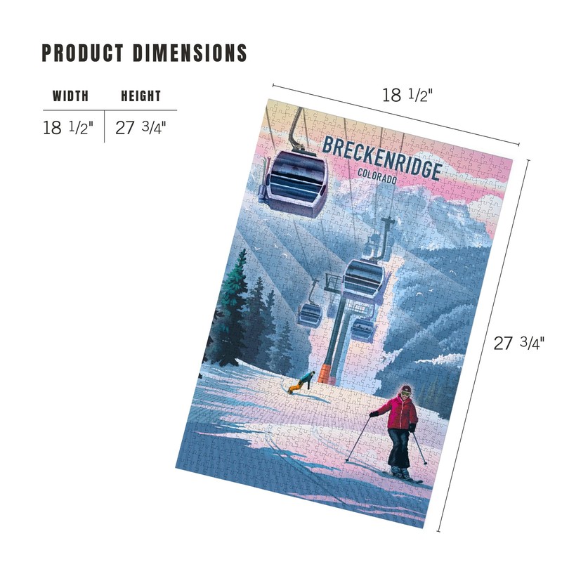 "Lantern Press Breckenridge, Colorado, Lithograph, Gondola, 1000 Piece Jigsaw Puzzle