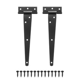M METERXITY 2-Pack Iron T-Strap Shed Door Hinges, 8 Inch Barn Door Gate Hinges, Tee Hinge Wrought Hardware with Screws for Wooden Fences/Yard/Barn Door [Black]