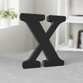 Aruatu 8 Inch Black Wood Letters Unfinished Wood Letter for Wall Decor Decorative Standing Letter Large Letters for Wall Decoration for Craft Home Party Projects (X)