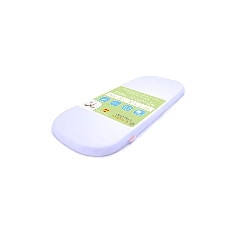 PEKITAS Oval Breathable Pram Mattress 70 x 30 x 5