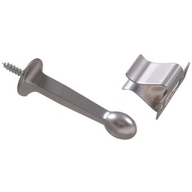 Hardware Essentials by Hillman 852924 - Topes rígidos para puerta con soporte, color blanco cromado satinado, 1 unidad (paquete de 1)