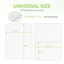 ODDMUCK 3 Pack Tempered Glass Cutting Board for Kitchen, Dishwasher Safe, Counter,Clear Glass,Scratch Resistant,Heat Resistant, Glass Palette for Oil Painting, Shatter Resistant
