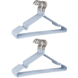 Premium Rubber Coated Metal Hangers - Heavy Duty - Space Saving Organiser Clothes Hangers For Wardrobes Coat Rack Rails Thin and Non-Slip Chrome
