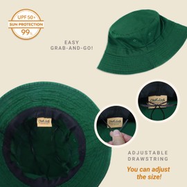 Hot Summer Bucket Hat - Trendy Cotton Sun Hat for Beach, Golf, Fishing - Fun Outdoor Vacation Boonie for Men and Women (Hunter Green)