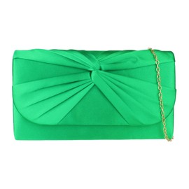 Girly Handbags Womens Twist Satin Plain Clutch Bag Medium Light Green