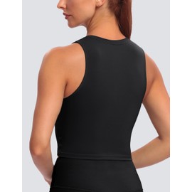 Baydi Women's Sports Bra Without Underwire, Bustier, Removable, Padded Crop Tops, High Closed Tank Top, Yoga, Fitness Soft Bra, black