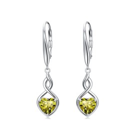 HPQQ Peridot Earrings for Women August Birthstone Earring Sterling Silver Heart Infinity Earrings Green Peridot Earring Mothers Day Birthday Jewelry Gifts for Wife Mom Her