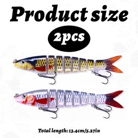 Pike Lures UK, 2pcs Multi Jointed Segmented Pike Fishing Lures, Perch Lures, Pike Lure with Hooks, Amazing Pike Fishing Accessories, Slow Sinking Bass Fishing Lure for Sea Bass Pike Trout Perch