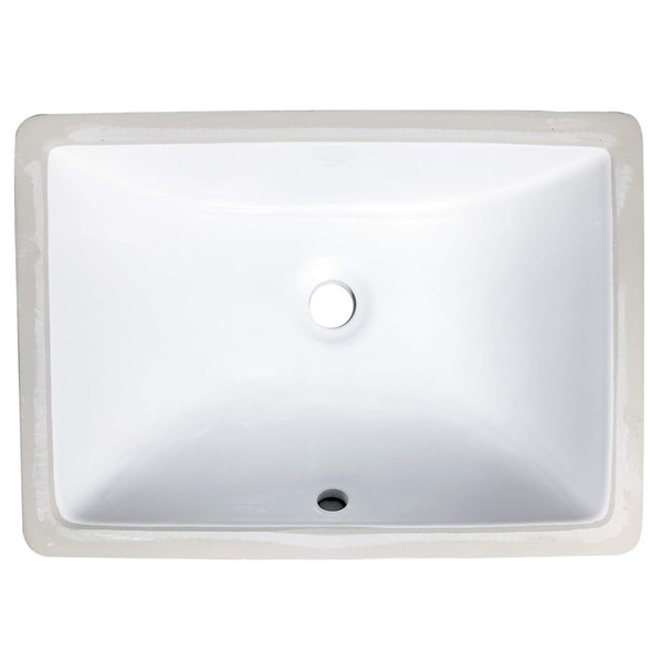 Zeek Undermount Bathroom Sink 16x11 Small Rectangle Narrow Vanity Sink - White - Fits 18 Inch Vanity - With Overflow - 16 Inch by 11 Inch Opening - Vitreous china ceramic (ZP-1611, 1)