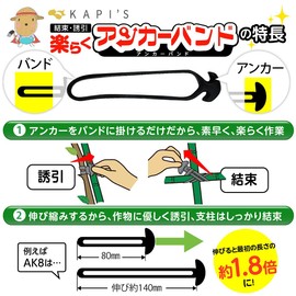 KAPI`S Easy Anchor Band, Binding and Attracting Strut Net, Gardening, Agriculture, Vegetables, Fruits, EPDM, Light Resistant, Water Resistant, Ozone Resistant, Wiring Cable, Long Lasting, 5 Different